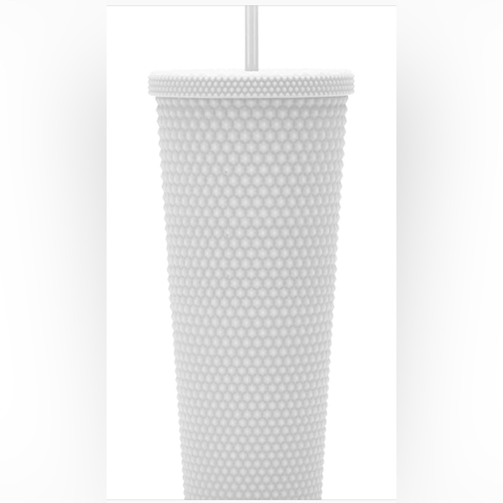 Large 24oz White Studded Tumbler for Hot or Cold Drinks